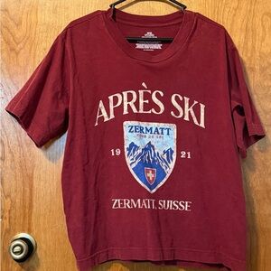 Women’s 'Après Ski Zermatt' Graphic Vintage Style Tee - Burgundy